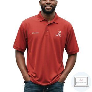 Columbia PFG Mens Collegiate Perfect Cast Polo Shirt Alabama Crimson Tide Size L